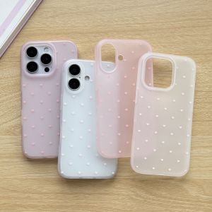 Full-Screen Pink Heart Shape Pattern Transparent White Pink Soft TPU Phone Case Cover for iPhone 11 12 13 14 15 16 17 Pro Max