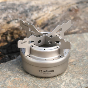 Tiartisan Titanium Ultralight Portable Mini Alcohol Stove Outdoor Camping Liquid/Solid Alcohol Pocket Stove With Cover/Stand