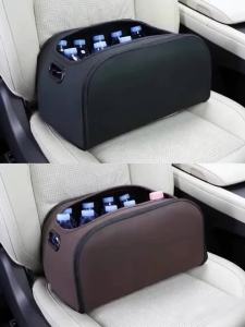 SEAMETAL Large Capacity Car Seat Organizer Universal Portable Storage Bag Zipper Side Opening Design Wear-Resistant Pu Leather