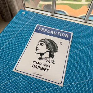 Precaution Please Wear Hairnet. Premium Sticker. Warning. Sign Label Notice Signage. Laminated Waterproof Scratch Resistant. Suitable for Indoor and Outdoor.