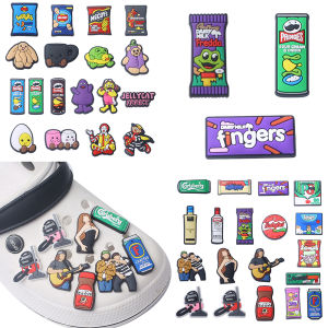 Hot Sales 18-19pcs Cartoon Snack Potato Chip Series PVC Shoe Accessories DIY Detachable Waterproof Creativity Cute Gifts