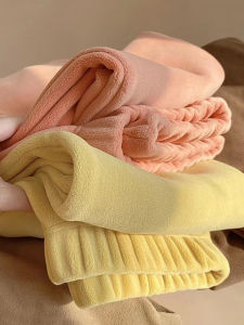 กางเกงขายาวผ้าฟูฟ่องสำหรับใส่ในบ้านและกลางแจ้ง ทรงหลวม ความยาวปกติ ฤดูหนาว 2024 กางเกงขายาวผ้าขนแกะสำหรับผู้หญิง