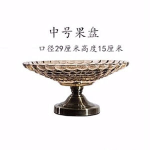 Elegant Crystal Glass High-legged Fruit Tray American Style Large European Serving Tray for Living Room Fruit Plate