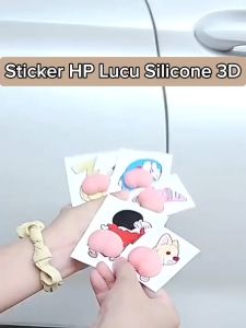 Sticker Silikon 3D Karakter 2Pcs Pop Socket HP Squishy Pelindung Bumper Mobil Pintu Lemari Spion Helm Silicone Anti Benturan Tempelan Stiker 3Dimensi Viral - FR GALLERY