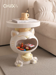 Cute Big-Mouth Cat Resin Sculpture Storage Side Table Bedroom Living Room Decorations Standing Pieces Adorable Home Ornaments