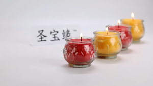 Lotus candle butter candle lamp glass flat round lotus 24-hour lamp supply
