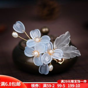 Han Dynasty Beautiful Petals Barrettes Antique Hair Accessories Side Clip Retro Cheongsam Accessories Headdress for Han Chinese Clothing Daily Side Clip