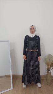Ilona - Modi Overall Jumpsuit Rok Panjang Wanita Matt Monalisa Salur Korean Style