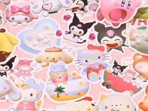 Mumystation 100PCS Stiker Lucu Sanrio 3D Kartun Stiker Waterproof Laptop Kuromi Melody