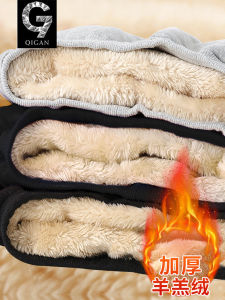 Mens Fleece Lined Casual Sports Pants Thickened Autumn Winter New Style Warm Leisure Trousers for Teenagers And Students