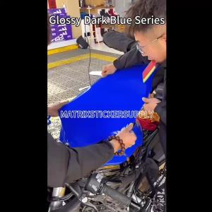PREMIUM GLOSSY BLUE MOTOR STICKER (152CM-Custom)Pelekat Stickers kilat wrapping full body vinyl wrap film stiker motor
