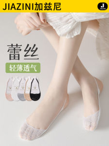 บางเฉียบ ฤดูร้อน ลูกไม้ ถุงเท้าเรือผู้หญิงที่มองไม่เห็นครึ่งปาล์มกันลื่นสบาย โพลีเอสเตอร์ ผ้าวิสโคส สแปนเด็กซ์ ถุงเท้าผสม