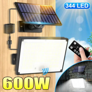 600W 344/192LED Solar Lights Outdoor Super Bright Human Motion Sensor Security Flood Wall Lamps For Wall Garage Courtyard Garden