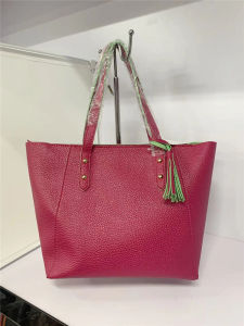 Large Capacity Tassel Trimmed Student File Bag Womens Shoulder Handbag Trendy Tot Bag Soft PU Leather Zipper Closure Casual