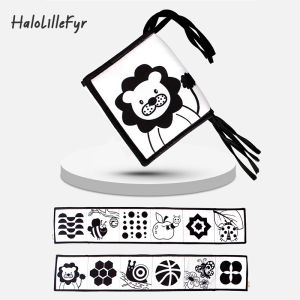 Foldable Baby Soft Cloth Books Black and White High Contrast Sensory Toy for Newborn Infants Early Educational Montessori Toys