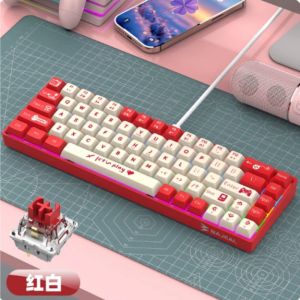 BAJEAL BJ68 Wired Mechanical Keyboard 68-Key with Portable No Confusion Hot Plug Gaming in Blue Tea Red Switch Options