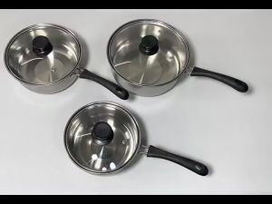 Panci 3 Set Stainless Steel 3in1 Panci Susu Milk Pot Stainless 16cm - 18cm - 20cm Plus Tutup Kaca | Panci Susu 3 Set Milk Pot+Tutup Kaca / Panci Mie / Panci Sainless Steel - Vas