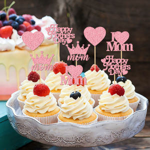 YOMDID 24Pcs Happy Mothers Day Cupcake Toppers Mom Cake Toppers Mothers Day Cake Decorations Cake Topper Mothers Day Cake Picks