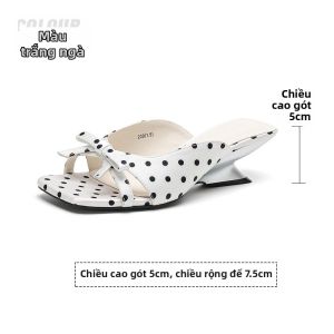 Dép Sandal Gót Nữ Polka Dot Mới Kiểu Hè Ngoài Trời