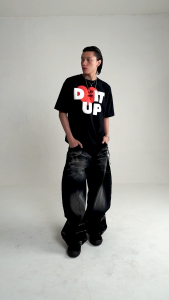 Loving Trilogo Denimitup - Black Tee - Baju