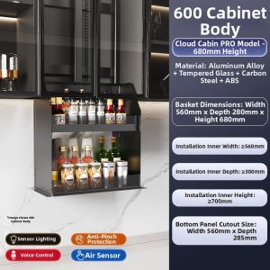 QIANJU | Intelligent Touch Electric Pull-down Kitchen Cabinet Basket Vertical Lowering Automatic Voice