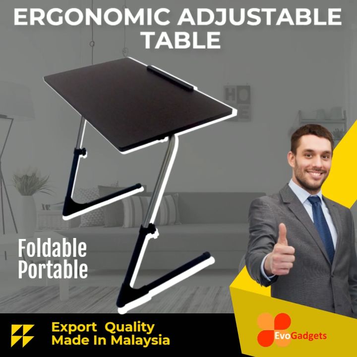 Premium Ergonomic Solid Wood Adjustable Table Folding Table Meja Premium Ergonomic Solid Wood Adjustable Table Folding Table Meja