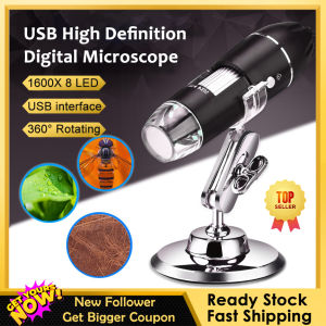 【Ready stock】1600X 8 LED USB Microscope Digital Electronic Magnifier HD Camera for PC Tablets