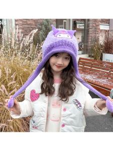 หมวกไหมพรมหนาสำหรับเด็ก หมวกผ้าถักหนาสำหรับเด็กฤดูใบไม้ร่วงและฤดูหนาว ปกป้องหู อบอุ่นสำหรับเด็กอายุต่ำกว่า 6 เดือน ลายการ์ตูน