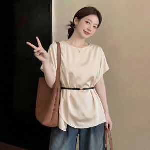 AIYITI | Áo Satin Acetate Elegent Cho Phụ Nữ Plus Size Có Đai