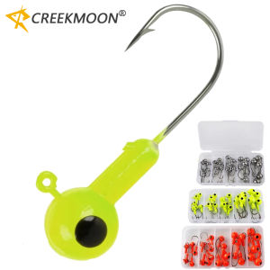 25pcs/Box Colored Jig Head Hooks 2g 3.5g 5g 7g 10g Sharp Barbed Fishhook with Round Head Rigging Trout Hook for Soft Worm Baits