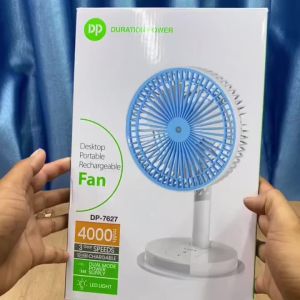 Quạt Sạc Để Bàn Tích Điện Có Đèn Led Đa Năng DP 7627 - Quạt Mạnh Dễ Di Chuyển Kiểu Dáng Hiện Đại