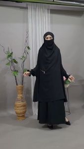 Inara One Set Crinkle Airflow Syari Set French Khimar Dan Rok Kekinian