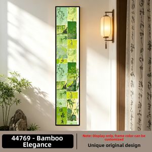 YASISHA | Song Dynasty Aesthetics New Chinese Style Zen Tea Room Decorative Painting Green Narrow Long Bar