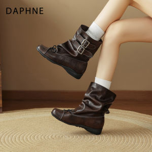 Daphne | Women Black Boot Autumn Pleated