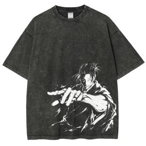 Bandai | Gojo Satoru Mens Anime Jujutsu Kaisen Summer Harajuku T-Shirt Cotton Fitness Vintage Street Women Casual Short Sleeve