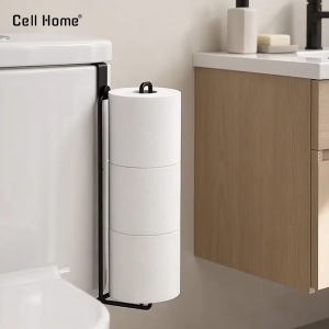 Giá treo giấy vệ sinh cuộn dài kệ sắt treo cuộn giấy toilet không khoan tường tiết kiệm không gian (chứa 3 cuộn)