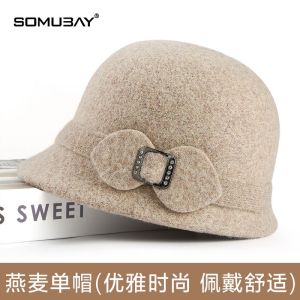 Autumn and Winter Middle-Aged and Elderly Peoples Hats Womens Dress Hat Short Brim Wool Ladieswear Warm Bucket Hat Women Grandmas Hat