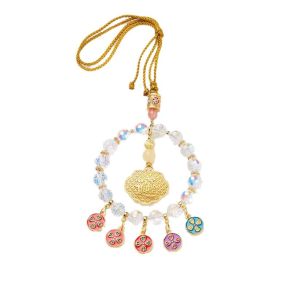 杭州灵隐五路财神Car Hanging Five Gods of Wealth Abacus Car Car Pendant Gorgeous Crystal Pendant Peace and Fortune Ornament