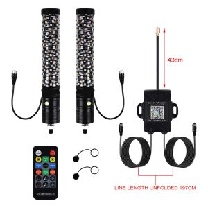 1FT RGB LED Whip Light for Can Am ATV UTV RZR Polaris Offroad Truck Chasing Lights RF Remote Control Antenna Whips
