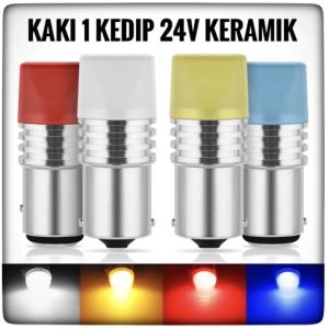 1 Set Lampu LED Sen Bemper Atret Keramik Super Terang Kaki 1 Kedip 24Volt Bis Truk