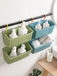 Thickened Plastic Hanging Basket Storage Rack Kitchen Bathroom Basket Storage Holder over the Door Organizer Bath Shelf