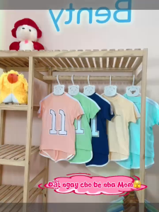 Bộ đồ hè cộc tay BENTY cài chéo in số 11 trắng thiết kế sporty chất liệu mềm nhẹ cao cấp