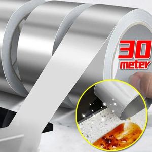 30M Aluminium Foil Tape Silver Heat Resistant Adhesives Patching Duct Tape Kitchen Anti-Leakage Sticky Pipe Wall Waterproof Stickers