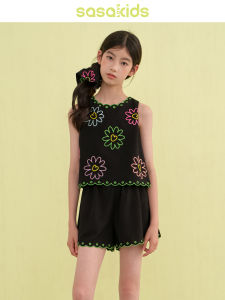 LOVESASAKIDS | Heavily Made Embroidered Flower Wave Edge Sleeveless Set