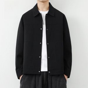 ROMON | Loose Fit Short Mens Jacket Casual Style Windproof Workwear Coat Romon Brand Polyester Fiber Standard Version Fashion City