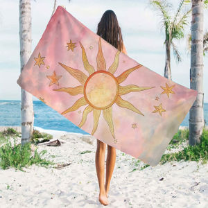 Boho Sun Cloud Star Beach Towels Ultra Lightweight Quick Drying Super Absorbent Summer Essential Fast-Drying Towel for Beach