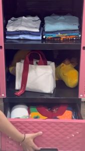 Tabitha LS2PL - Lemari Pakaian Plastik Gantung dengan Laci Lemari Pintu Rak Serbaguna dan Cermin