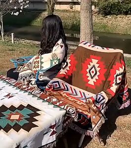 Outdoor Boho Picnic Blanket Camping waterproof Picnic Mat Striped Boho Linen Bed Blanket Plaid Sofa Cushion Travel Rug