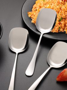 Long Handle 304 Stainless Steel Serving Spoon Restaurant Kitchen Utensils Self-Service Catering Industry Soup Spoon