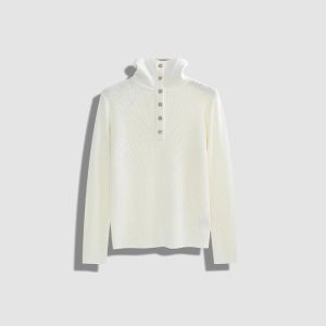 Red Cashmere Knitted Sweater Collared Base Layer Top for Autumn Winter New Year Christmas Single Button Flip Collar Knitwear